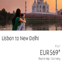  Round-trip Economy class from Lisbon to New Delhi